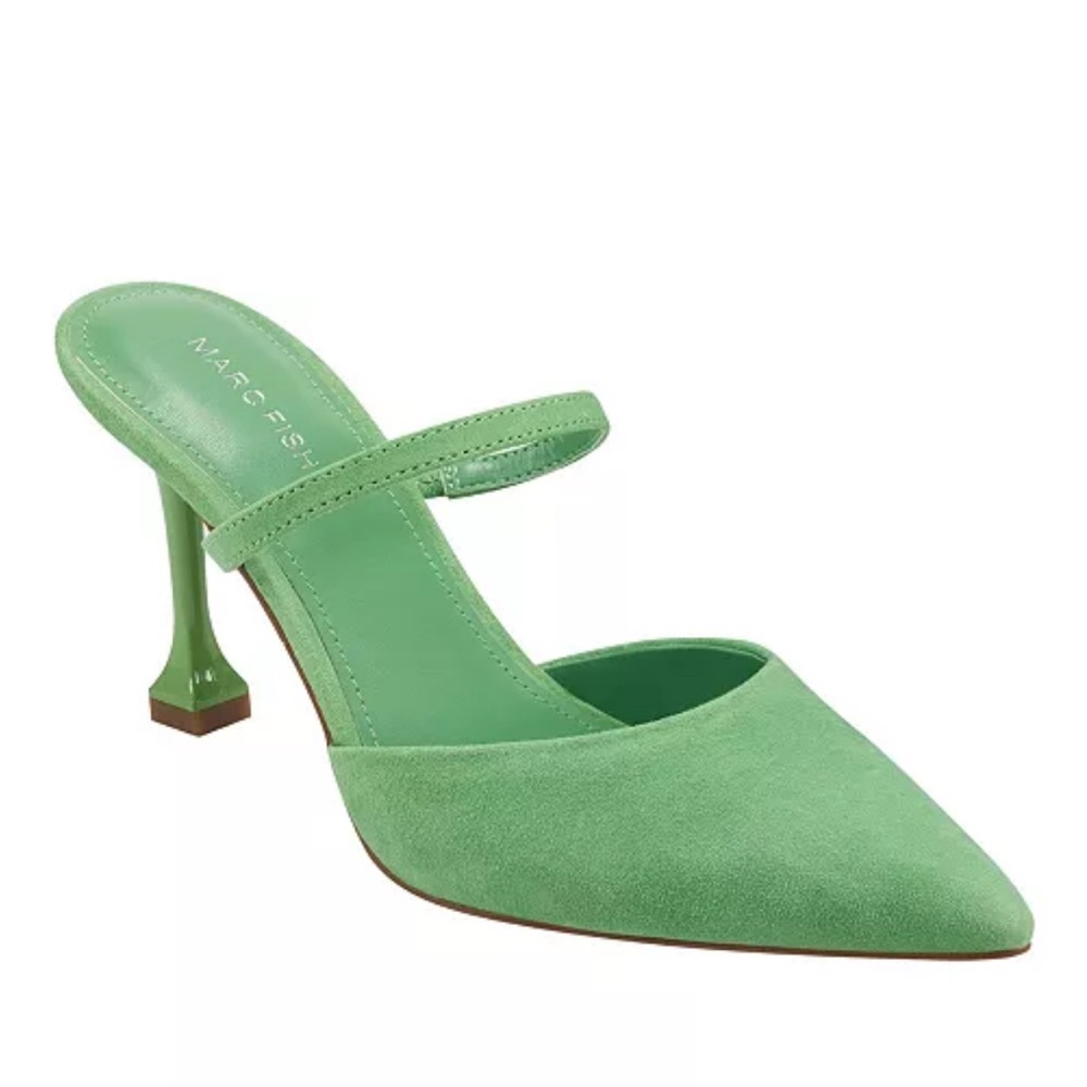 Marc Fisher Hadais Slip-on Pointy Toe High Heel Mules Green